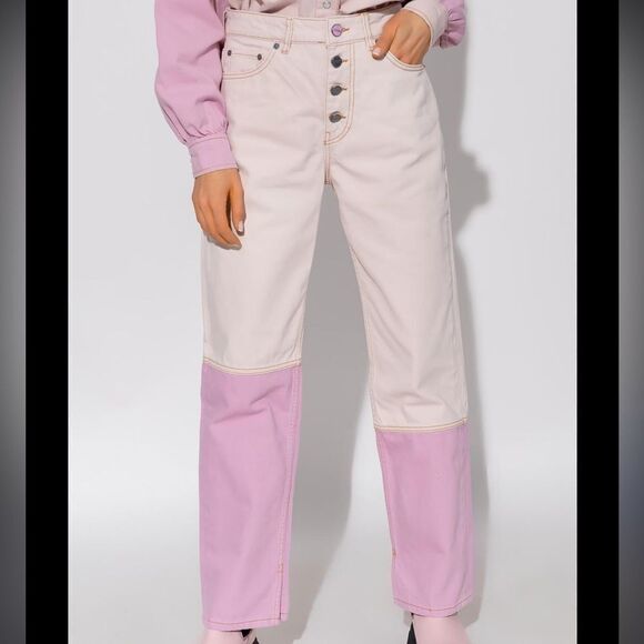 GANNI Pink Denim Core Lovy Straight-Leg Jeans - Picture 8 of 10